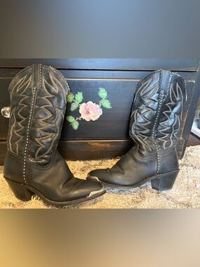 Vintage Black Embroidered Western Boots